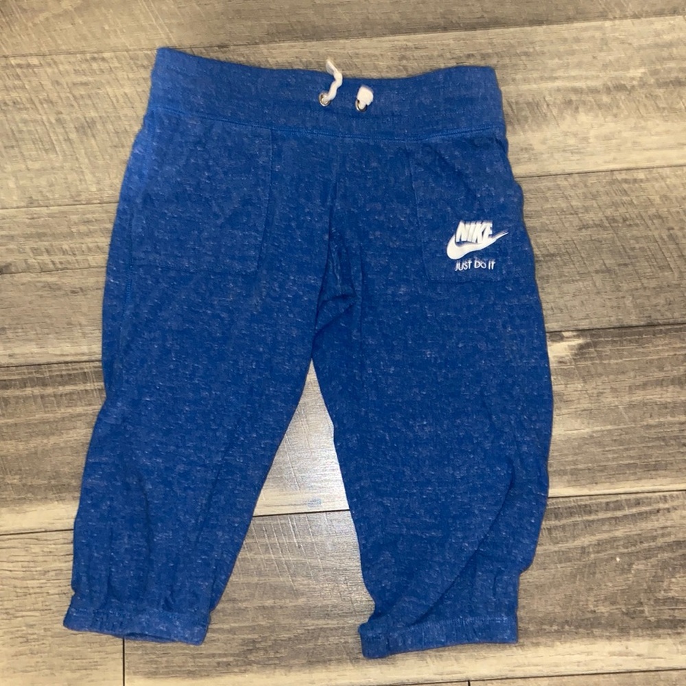 Nike child size 10 blue mid calf leggings